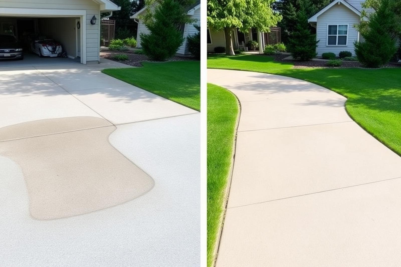 Before and after comparison of an uneven driveway restored to a more level position