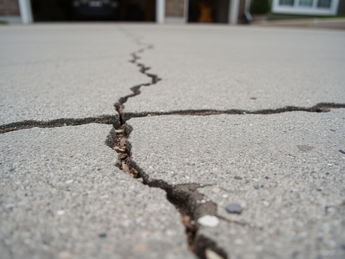 Before: Cracked Driveway → Level & Sealed